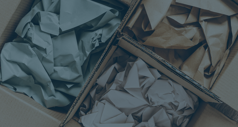 Packaging boxes filled with paper